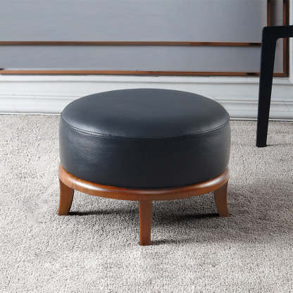 Nordic Leather Ash Backless Footstool