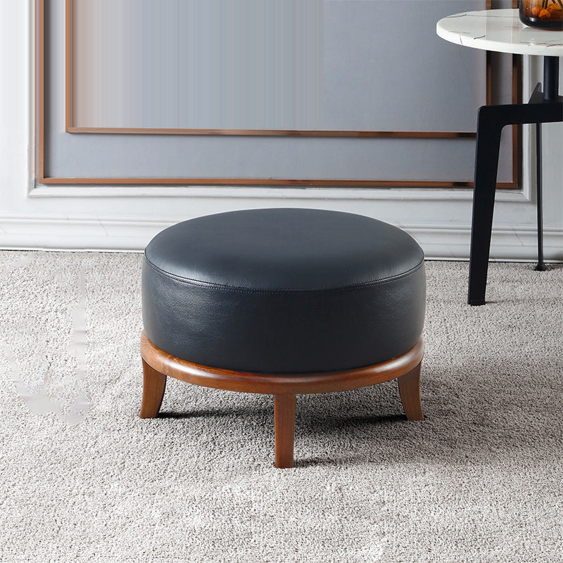 Nordic Leather Ash Backless Footstool