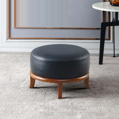 Nordic Leather Ash Backless Footstool