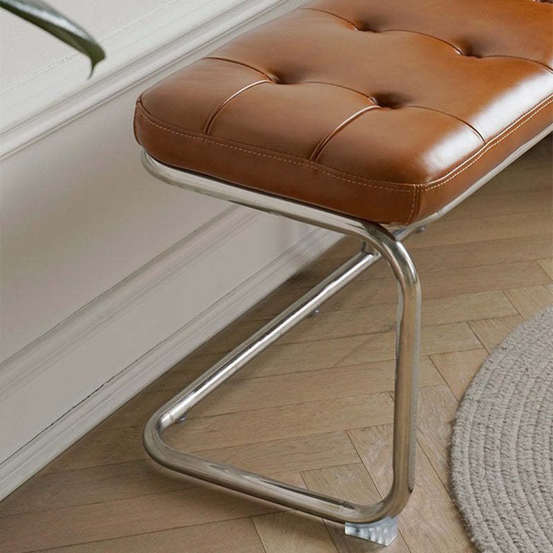 French Geometry Leather Iron Bench