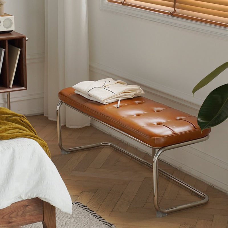 French Geometry Leather Iron Bench — Electroplated Iron