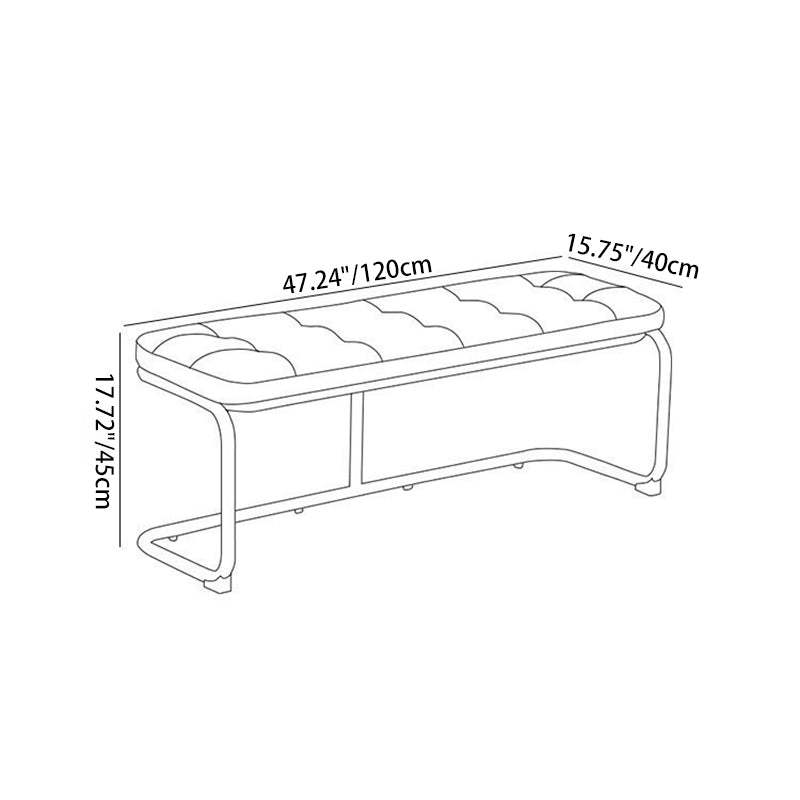 French Geometry Leather Iron Bench