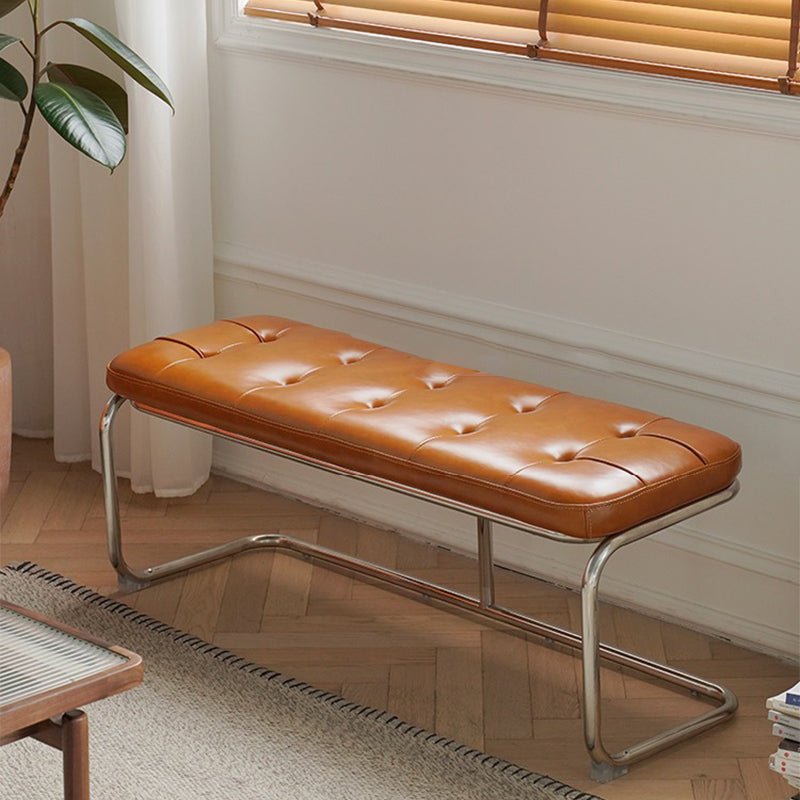French Geometry Leather Iron Bench — Iron