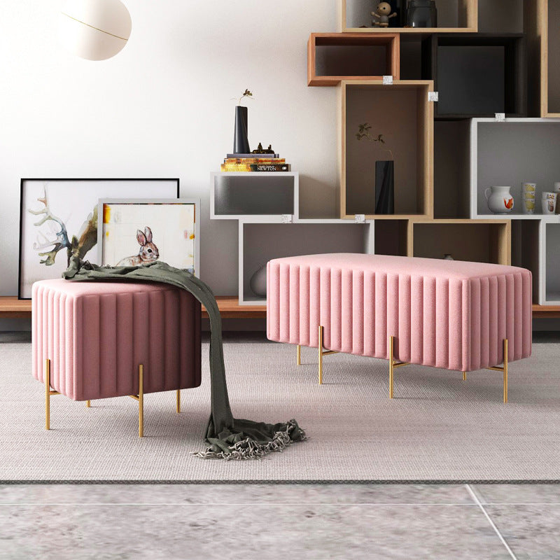 Nordic Iron Flannelette Footstool — Short / Pink