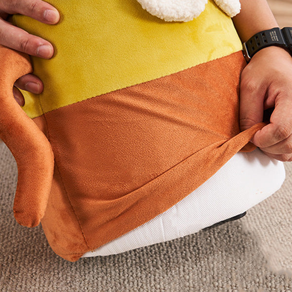 Contemporary Big-Eyes Solid Wood Flannel Backless Footstool