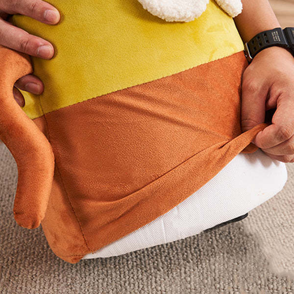 Contemporary Big-Eyes Solid Wood Flannel Backless Footstool