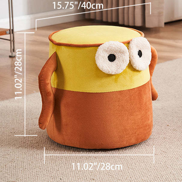 Contemporary Big-Eyes Solid Wood Flannel Backless Footstool