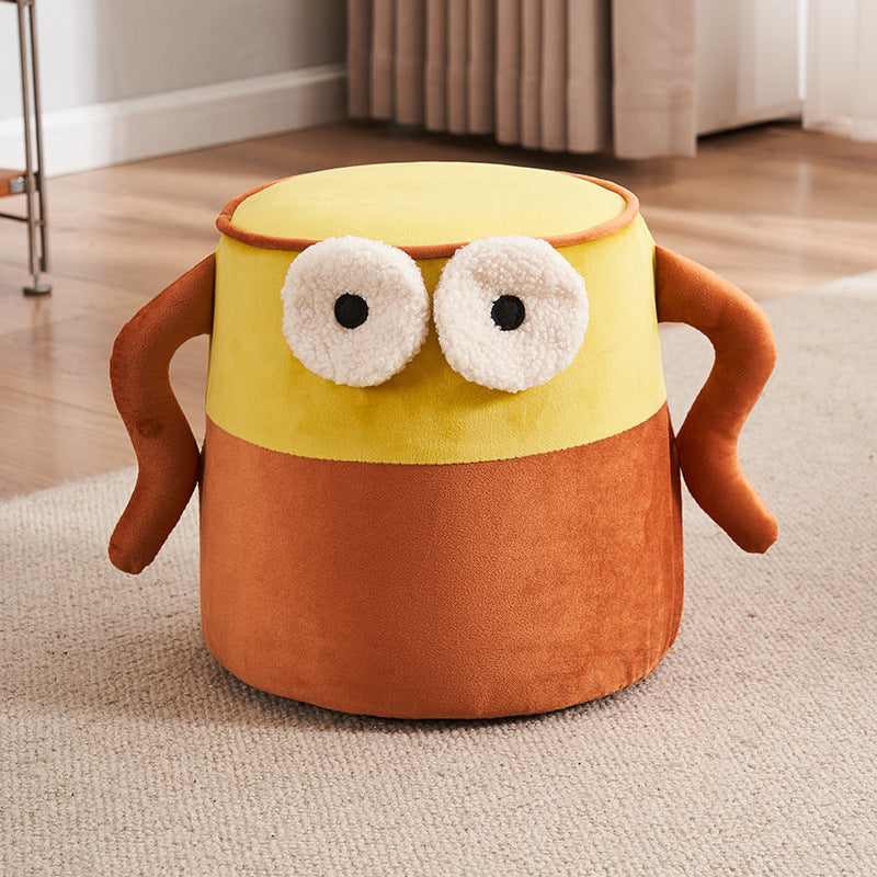 Contemporary Big-Eyes Solid Wood Flannel Backless Footstool