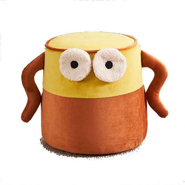Contemporary Big-Eyes Solid Wood Flannel Backless Footstool