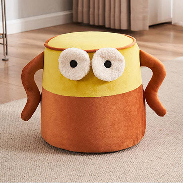 Contemporary Big-Eyes Solid Wood Flannel Backless Footstool
