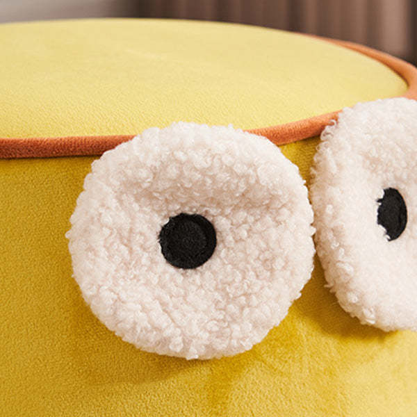 Contemporary Big-Eyes Solid Wood Flannel Backless Footstool