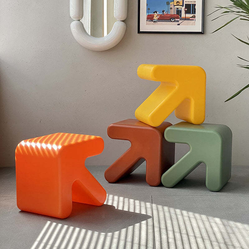Arrow-Shape Footstool — Light Gray