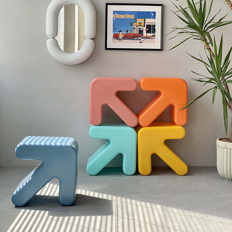 Arrow-Shape Footstool — Apricot Pink
