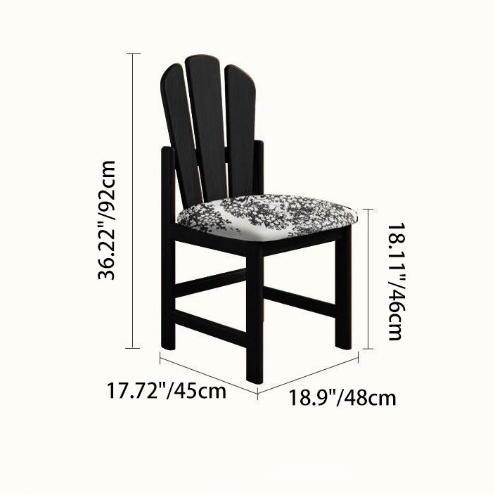 French Peacock-Back Fabric Solid Wood Vanity Stool