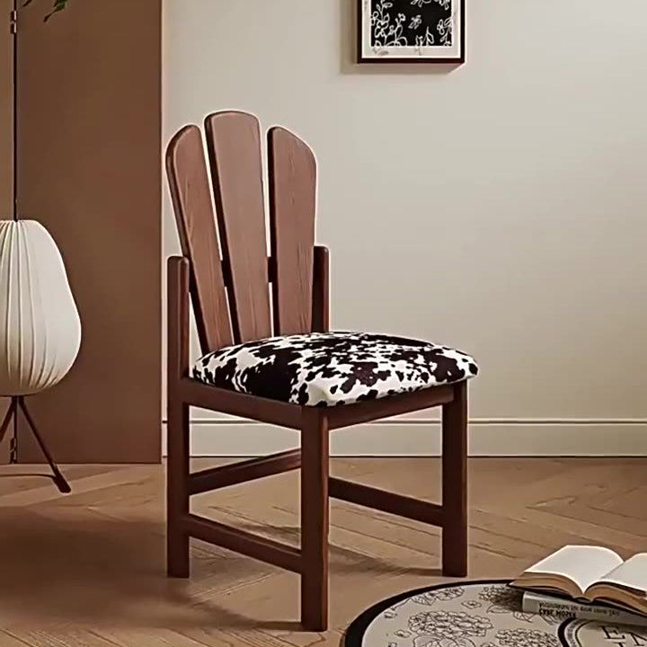 French Peacock-Back Fabric Solid Wood Vanity Stool