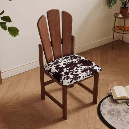 French Peacock-Back Fabric Solid Wood Vanity Stool
