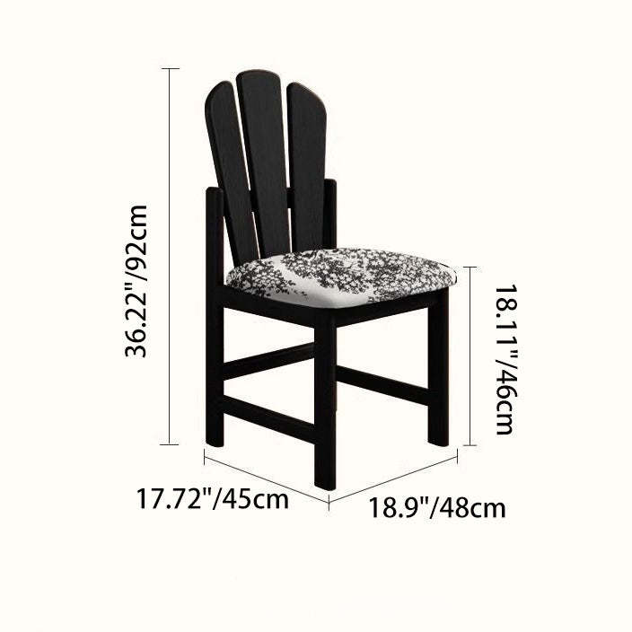 French Peacock-Back Fabric Solid Wood Vanity Stool