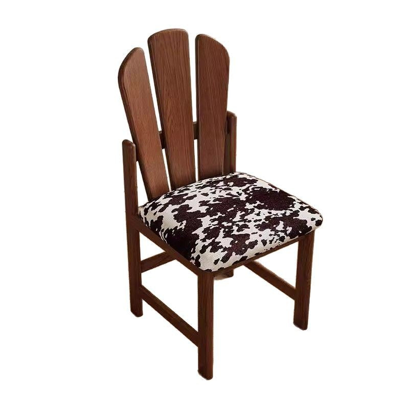 French Peacock-Back Fabric Solid Wood Vanity Stool