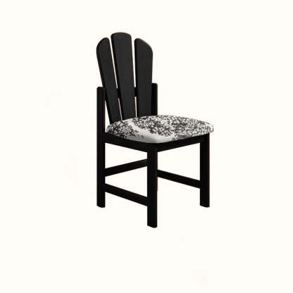 French Peacock-Back Fabric Solid Wood Vanity Stool
