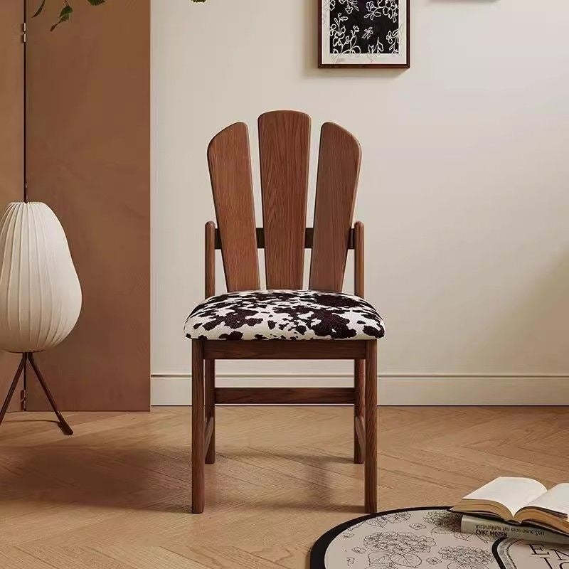 French Peacock-Back Fabric Solid Wood Vanity Stool