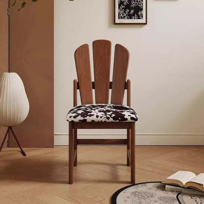 French Peacock-Back Fabric Solid Wood Vanity Stool