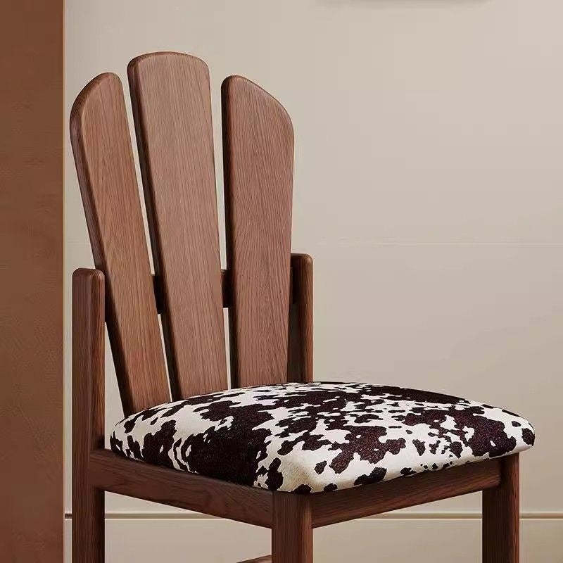 French Peacock-Back Fabric Solid Wood Vanity Stool