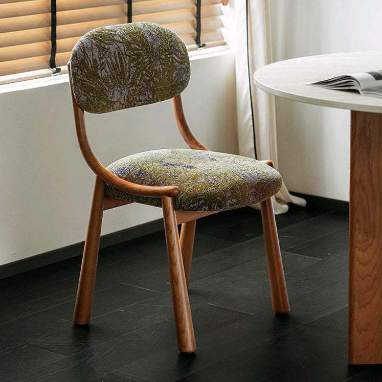 French Curve Fabric Ash Wood Dining Chair