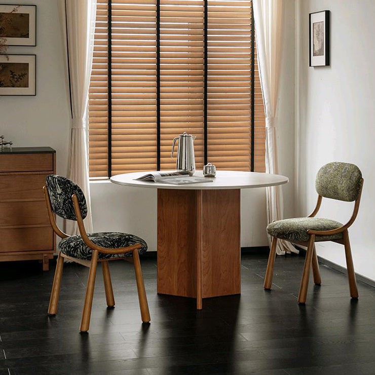 French Curve Fabric Ash Wood Dining Chair