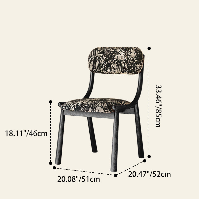French Curve Fabric Ash Wood Dining Chair — Black / Green