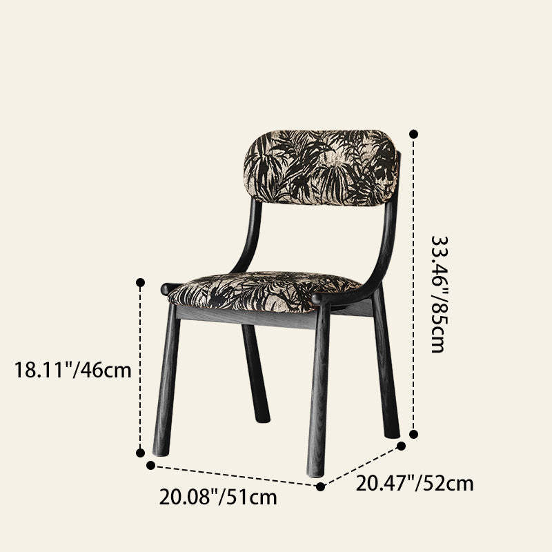 French Curve Fabric Ash Wood Dining Chair — Black / Green