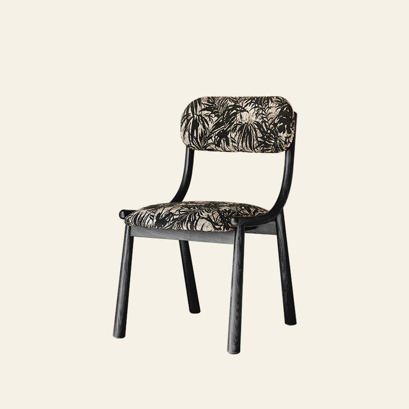 French Curve Fabric Ash Wood Dining Chair