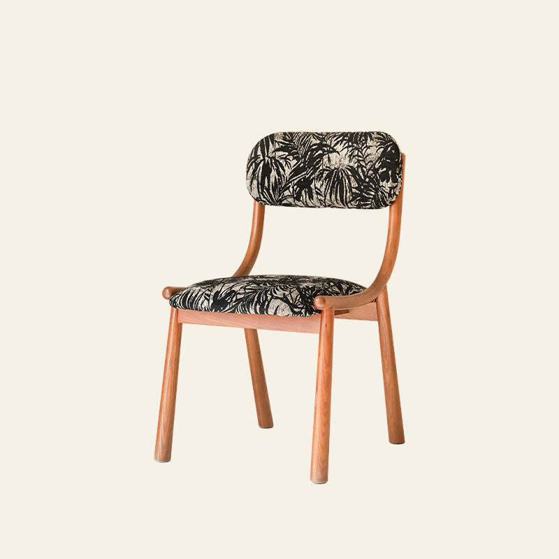 French Curve Fabric Ash Wood Dining Chair