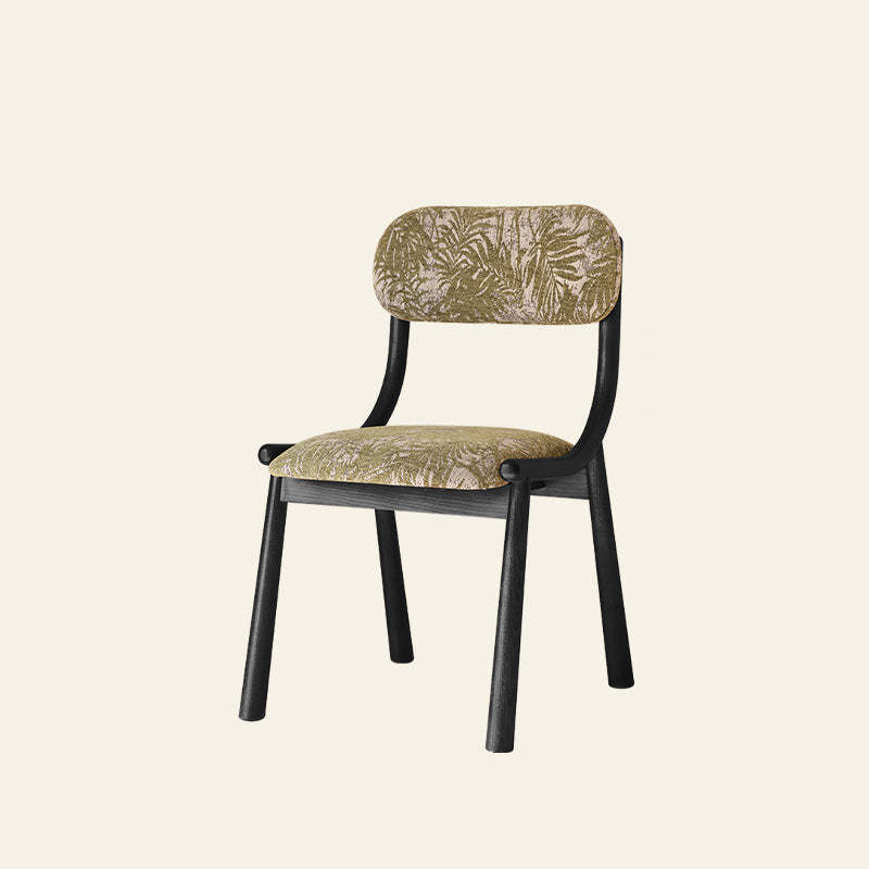 French Curve Fabric Ash Wood Dining Chair