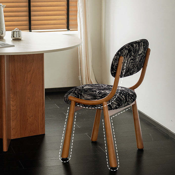 French Curve Fabric Ash Wood Dining Chair