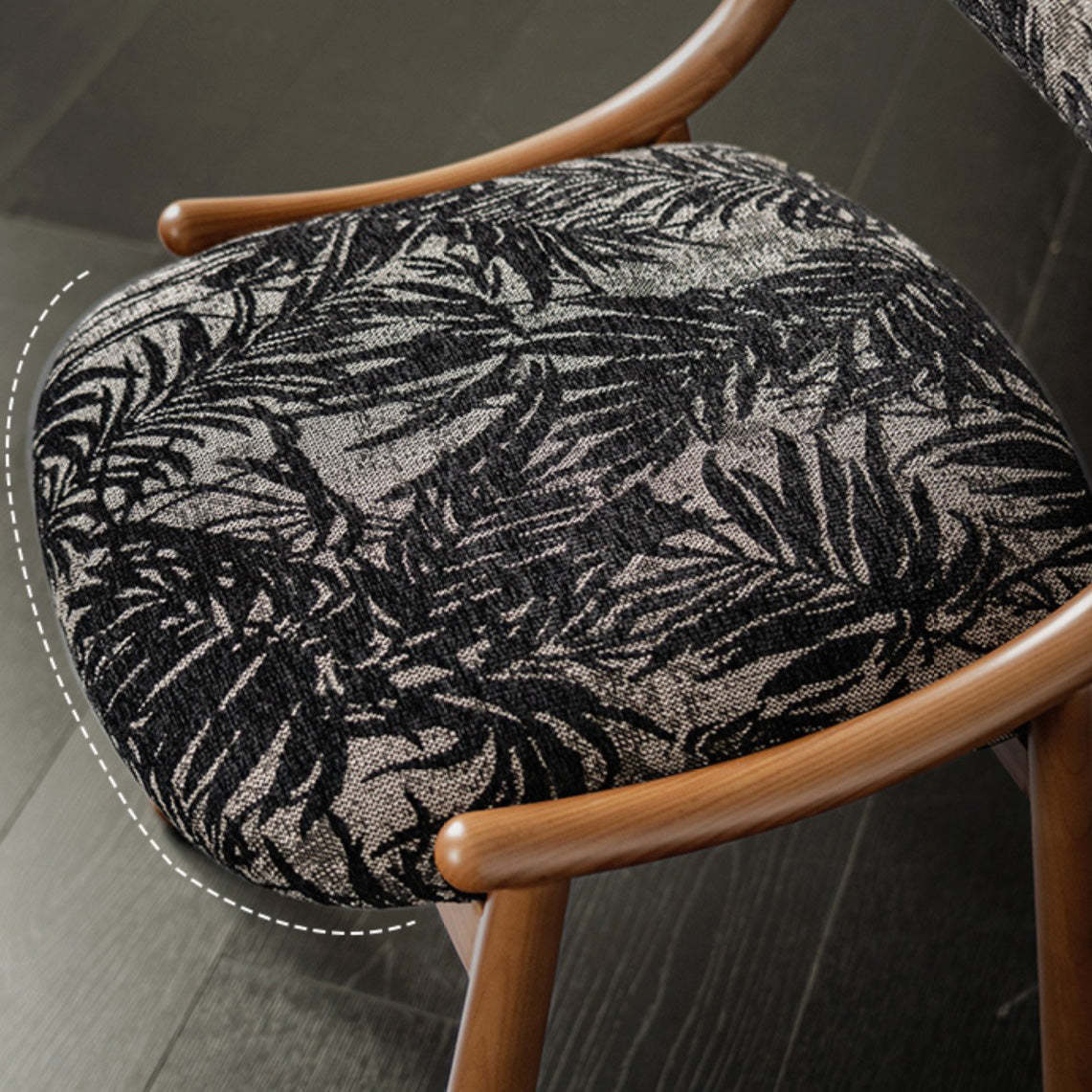 French Curve Fabric Ash Wood Dining Chair