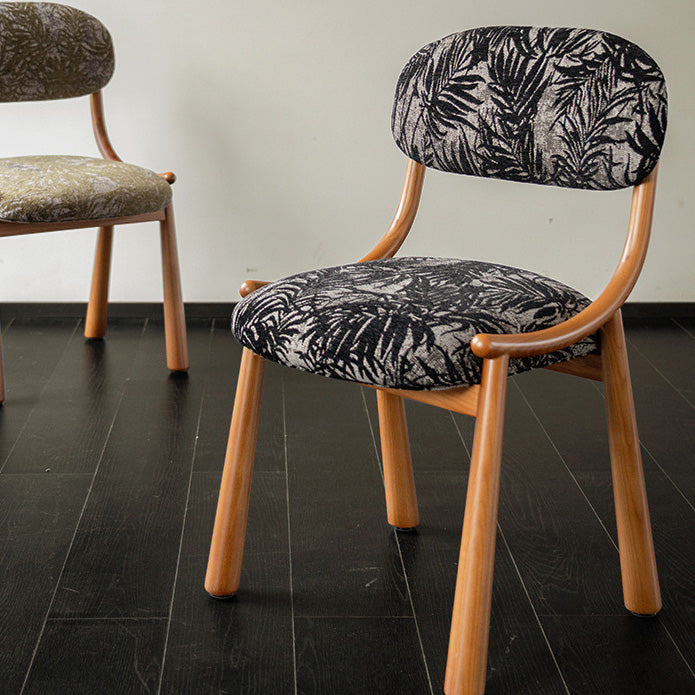 French Curve Fabric Ash Wood Dining Chair