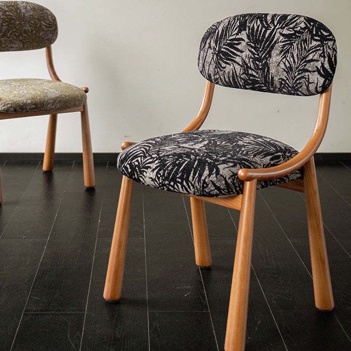 French Curve Fabric Ash Wood Dining Chair
