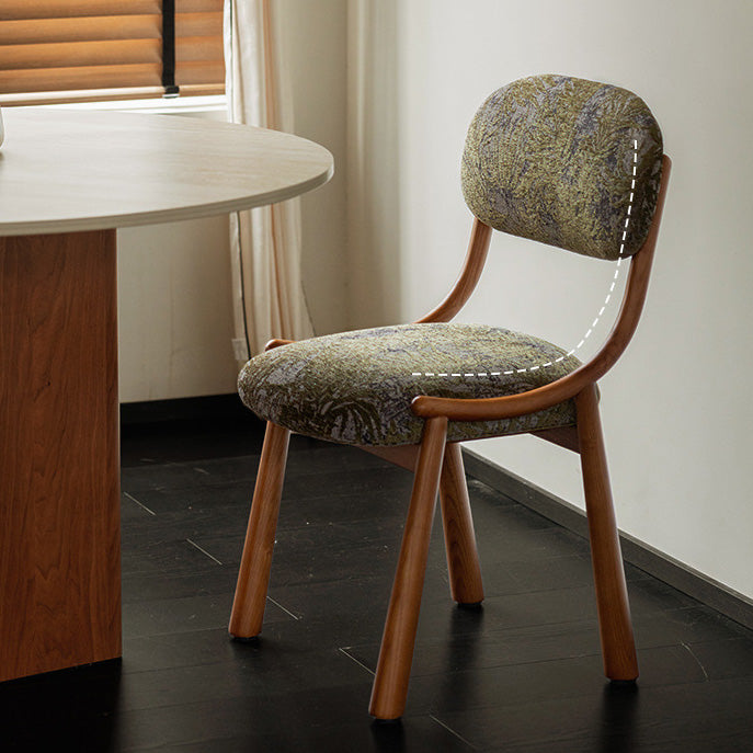 French Curve Fabric Ash Wood Dining Chair