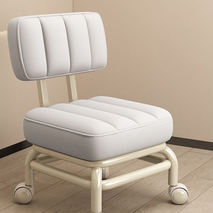 Nordic Wheeled Leather Iron Footstool — Dark Gray