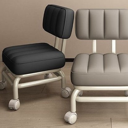 Nordic Wheeled Leather Iron Footstool — Orange