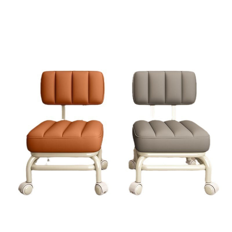 Nordic Wheeled Leather Iron Footstool