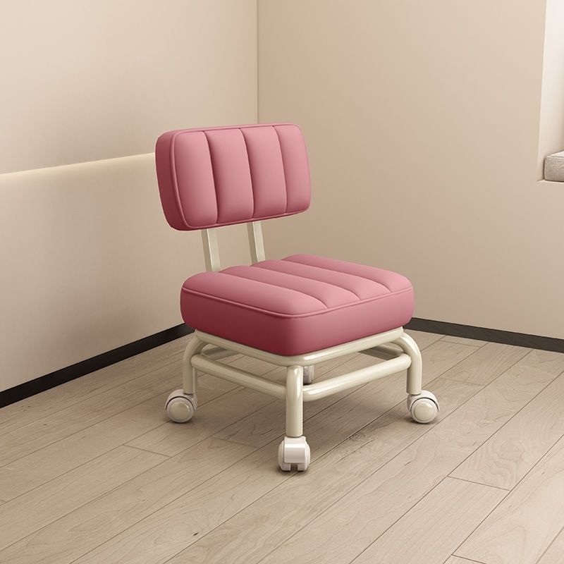 Nordic Wheeled Leather Iron Footstool