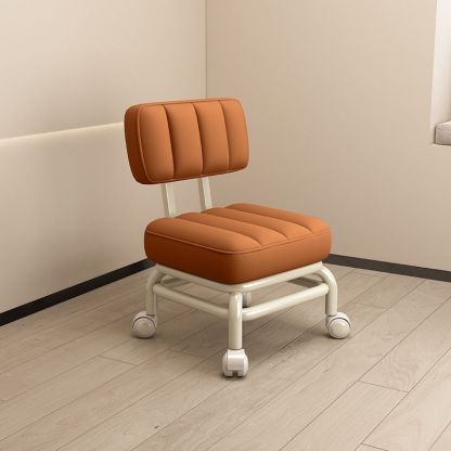 Nordic Wheeled Leather Iron Footstool — Sky Blue