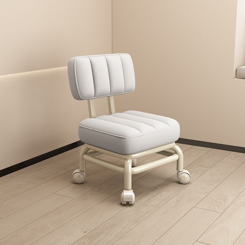 Nordic Wheeled Leather Iron Footstool — Pink
