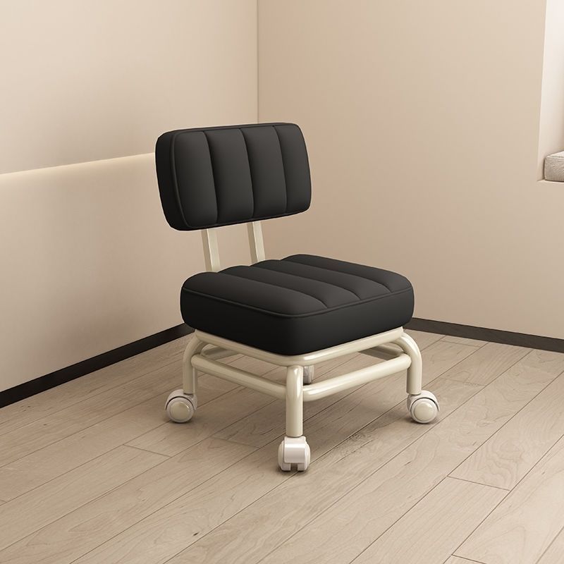 Nordic Wheeled Leather Iron Footstool