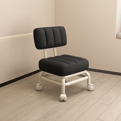 Nordic Wheeled Leather Iron Footstool