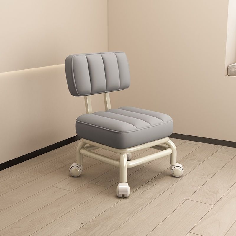 Nordic Wheeled Leather Iron Footstool