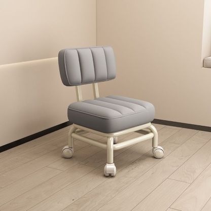 Nordic Wheeled Leather Iron Footstool