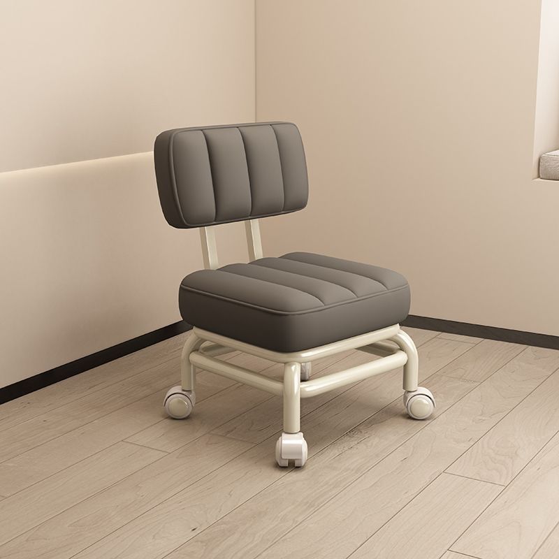 Nordic Wheeled Leather Iron Footstool