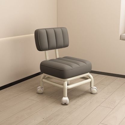 Nordic Wheeled Leather Iron Footstool